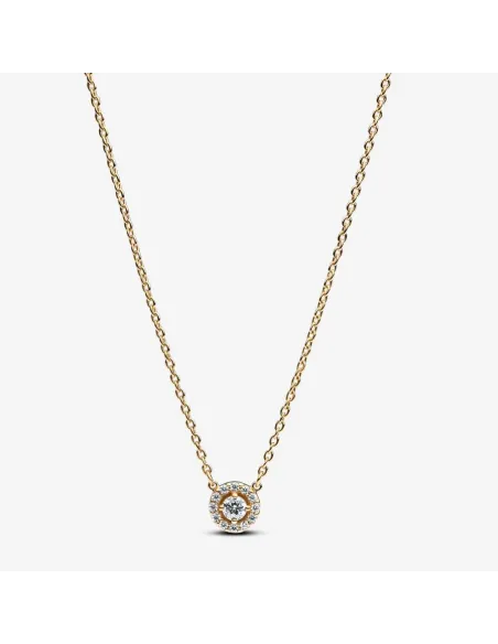 Pandora | Rund Pavé Halo Halskæde med Vedhæng