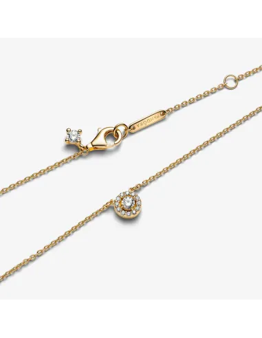 Pandora | Rund Pavé Halo Halskæde med Vedhæng