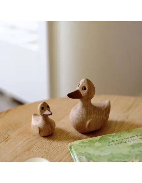 Træfigur, And med Ælling 8/5 cm – Håndlavet træfigur fra NOA, Træfigur, And med Ælling 8/5 cm – Håndlavet træfigur fra NOA,