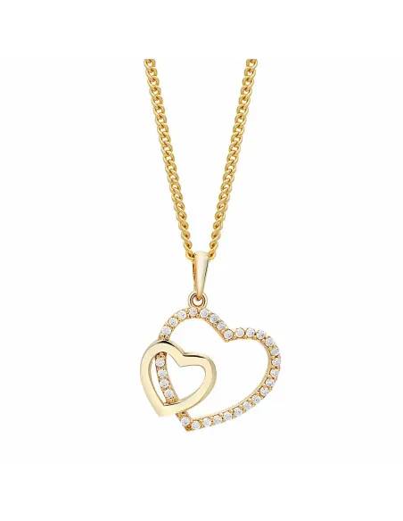 SIERSBØL | 8kt. guldvedhæng dobbelt hjerte m/cz inkl. forg.
