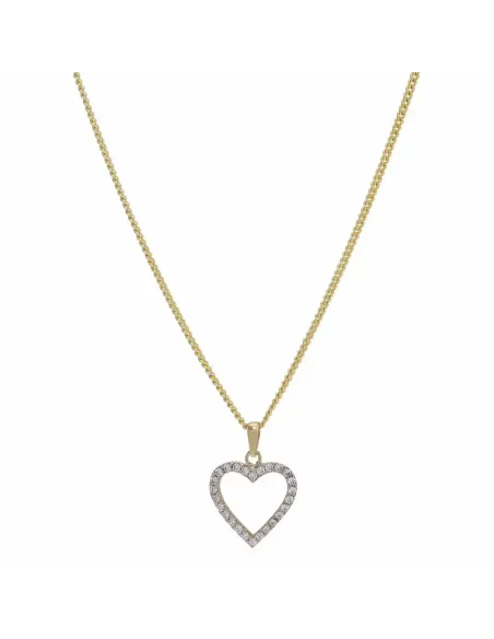 SIERSBØL | 8kt. guldvedhæng hjerte m/cz inkl. forg. sølvkæde