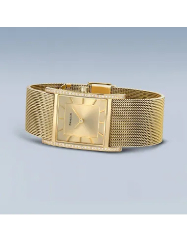 BERING Classic Ur – Poleret guld, rustfrit stål med keramiske links.