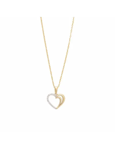 SIERSBØL | 8kt. guldvedhæng hjerte m/cz inkl. forg. sølvkæde