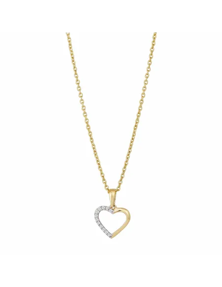 SIERSBØL | 8kt. guldvedhæng hjerte m/cz inkl. forg. sølvkæde