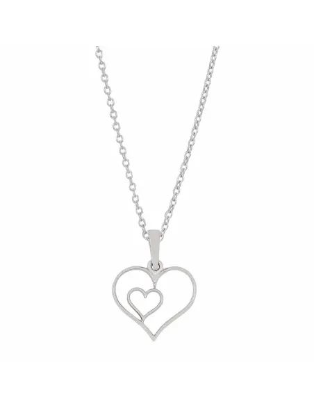 SIERSBØL | sølv rhod. vedhæng hjerter 15mm, m/kæde