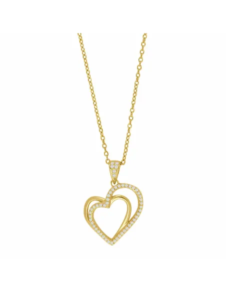 SIERSBØL | Forg. sølv vedhæng med hjerter 18mm inkl. kæde