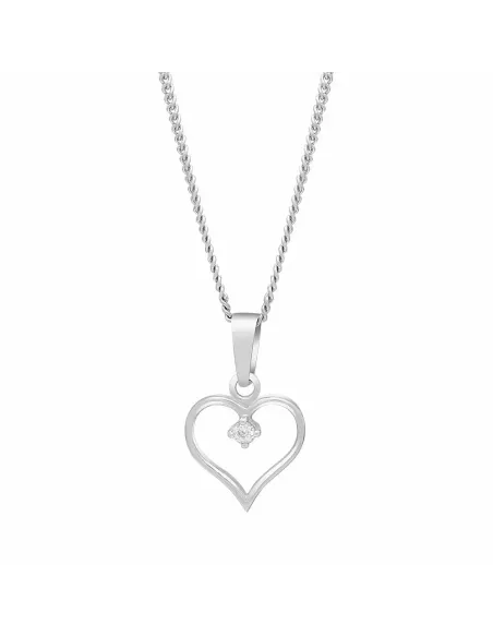 SIERSBØL | Rhod. sølvvedhæng hjerte m/cz inkl. kæde