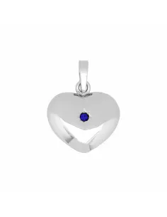 SIERSBØL | rhod. sølv hjerte m. synt safir 20x15mm