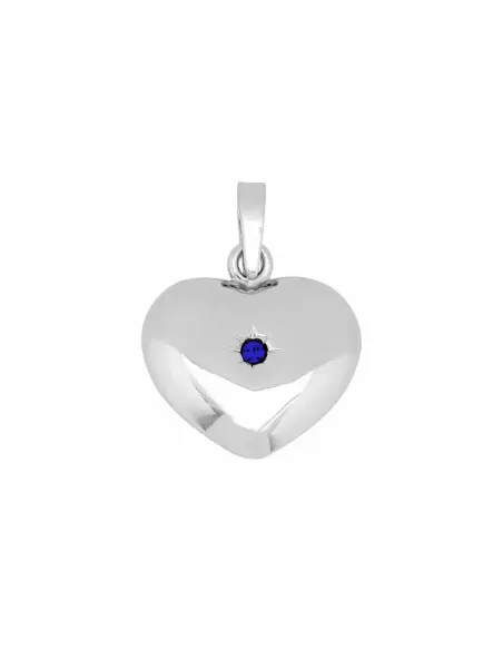 SIERSBØL | rhod. sølv hjerte m. synt safir 20x15mm