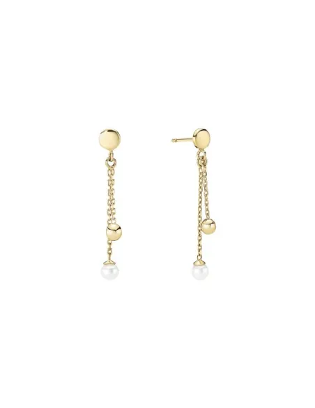 LUND COPENHAGEN | Ørehænger med kæde kugle og ferskvandsperle 3 mm 375 LUND COPENHAGEN | Ørehænger med kæde kugle og ferskvandsperle 3 mm 375