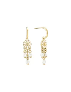 LUND COPENHAGEN | Marguerit ørehænger 7,5mm 3x3 fvp 24kt forgyldt hvid emalje 925