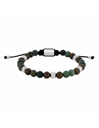 SON OF NOA | Armbånd moss agate/ilmenite bronzitite og stål