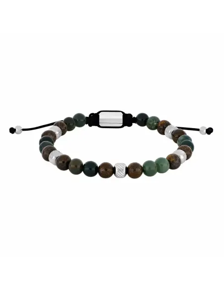 SON OF NOA | Armbånd moss agate/ilmenite bronzitite og stål