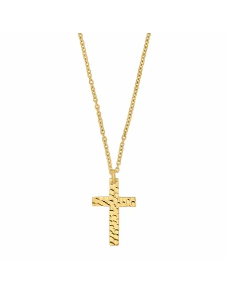 SON OF NOA | Kæde stål IP gold med hamret kors