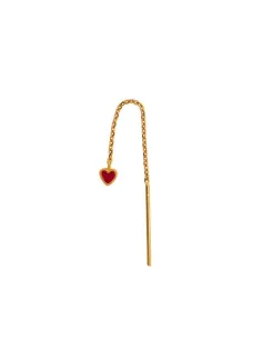 STINE A | Dangling Love Heart Burgundy Enamel Earring - Single