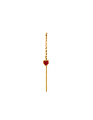 STINE A | Dangling Love Heart Burgundy Enamel Earring - Single