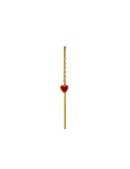 STINE A | Dangling Love Heart Burgundy Enamel Earring - Single STINE A | Dangling Love Heart Burgundy Enamel Earring - Single