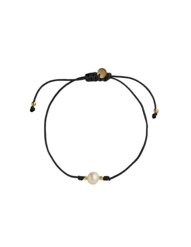 STINE A | Big Pearl Berrie Bracelet - Black Ribbon