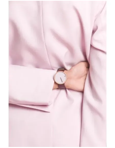 PICTO | Dusty Rose Pink urskive / Burgundy Red læderrem