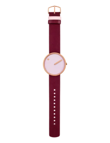 PICTO | Dusty Rose Pink urskive / Burgundy Red læderrem