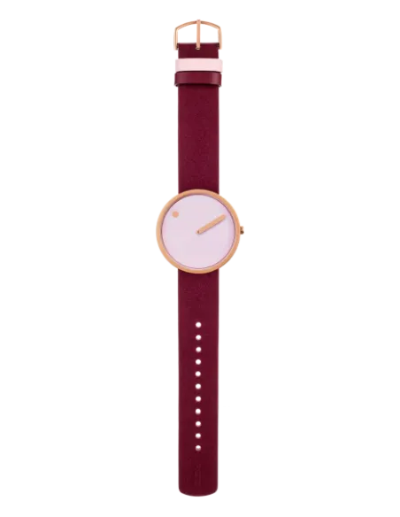 PICTO | Dusty Rose Pink urskive / Burgundy Red læderrem