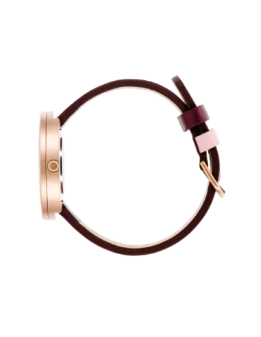 PICTO | Dusty Rose Pink urskive / Burgundy Red læderrem