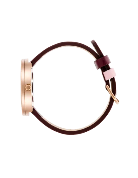 PICTO | Dusty Rose Pink urskive / Burgundy Red læderrem