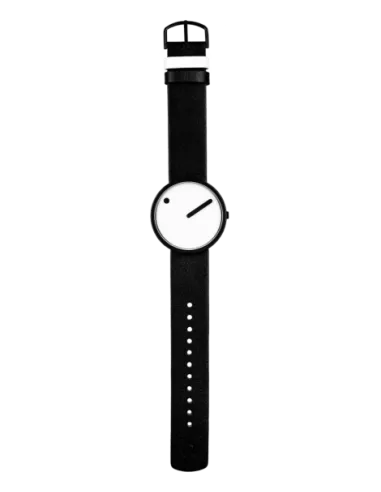 PICTO | Picto 34mm, white dial, matt black case, black leather strap