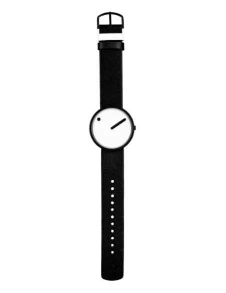 PICTO | Picto 34mm, white dial, matt black case, black leather strap
