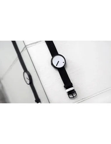 PICTO | Picto 34mm, white dial, matt black case, black leather strap