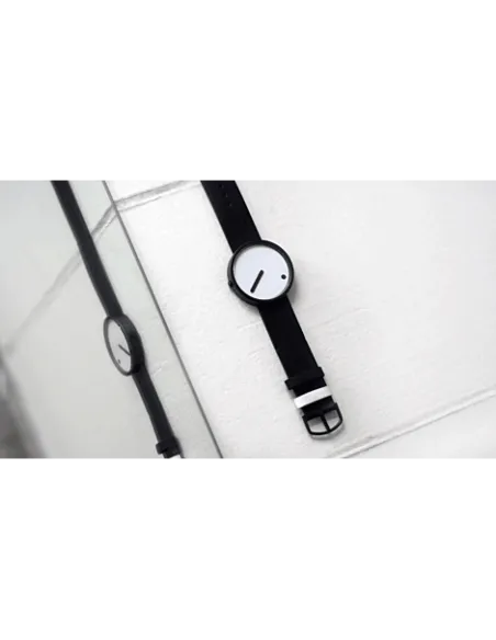 PICTO | Picto 34mm, white dial, matt black case, black leather strap