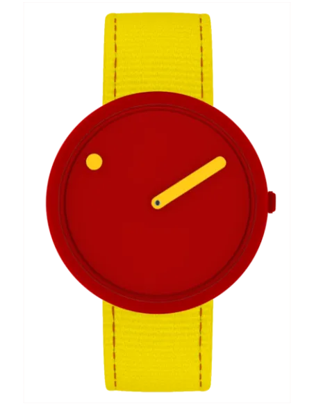 PICTO | 40mm / Sunny Red dial / Electric yellow recycled strap PICTO | 40mm / Sunny Red dial / Electric yellow recycled strap