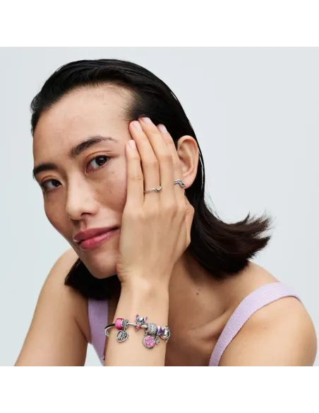 Pandora Julemagi Muranoglas Charm i rød med gylden folie og julemotiver