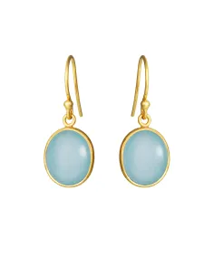 SUSANNE FRIIS BJØRNER | Øreringe i forgyldt med oval cabochon lyseblå krystal