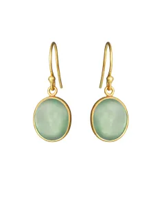 SUSANNE FRIIS BJØRNER | Øreringe i forgyldt med oval cabochon præhnit