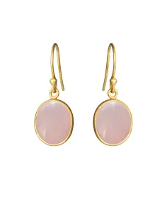 SUSANNE FRIIS BJØRNER | Øreringe i forgyldt med oval cabochon lys pink krystal
