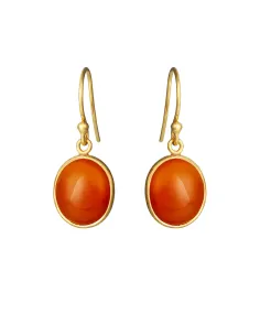SUSANNE FRIIS BJØRNER | Øreringe i forgyldt med oval cabochon karneol