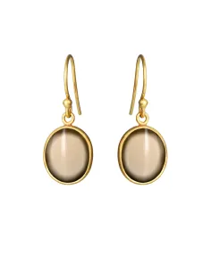 SUSANNE FRIIS BJØRNER | Øreringe i forgyldt med oval cabochon røgkvarts