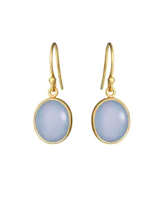 SUSANNE FRIIS BJØRNER | Øreringe i forgyldt med oval cabochonsalcedon