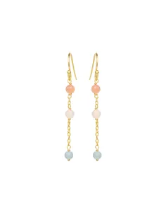 SUSANNE FRIIS BJØRNER | Ørebøjle forgyldt Ørering (krog), forgyldt sølv, aquamarin, hvid månesten, fersken månesten