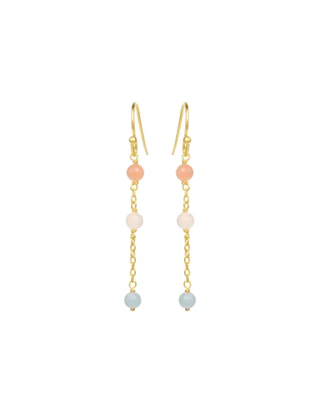 SUSANNE FRIIS BJØRNER | Ørebøjle forgyldt Ørering (krog), forgyldt sølv, aquamarin, hvid månesten, fersken månesten