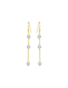 SUSANNE FRIIS BJØRNER | Ørering (krog), forgyldt sølv, 4 mm akvamarin ca. 4,5 cm