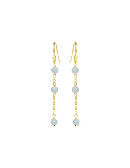 SUSANNE FRIIS BJØRNER | Ørering (krog), forgyldt sølv, 4 mm akvamarin ca. 4,5 cm