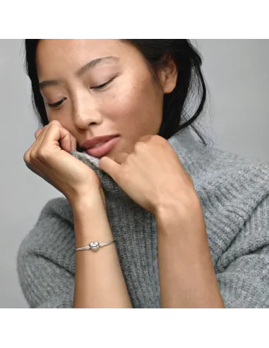 Pandora slangekædearmbånd med nordstjernelås i sterlingsølv og zirkoner.