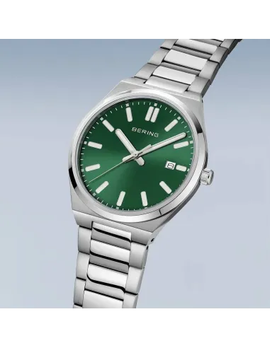 BERING Classic Ur – Poleret sølv, blå urskive.