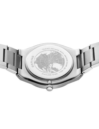 BERING Classic Ur – Poleret sølv, blå urskive.