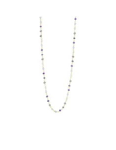 SUSANNE FRIIS BJØRNER | Halskæde m. ametyster, chalcedon, grå månesten, hvide månesten og iolit