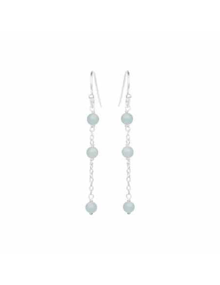 SUSANNE FRIIS BJØRNER | Ørering (krog), sølv, 4 mm akvamarin ca. 4,5 cm