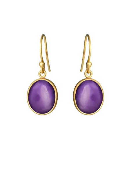 SUSANNE FRIIS BJØRNER | Øreringe i forgyldt med oval amatyst