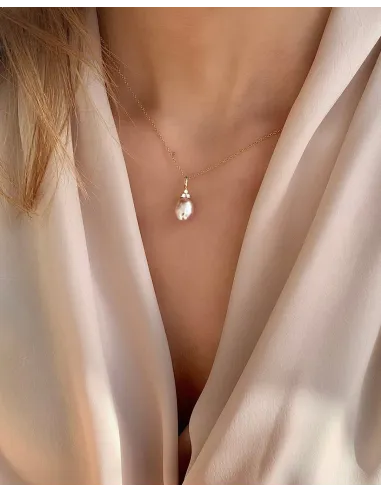 RO COPENHAGEN | Fryd Pink perle vedhæng S 18kt Rødguld